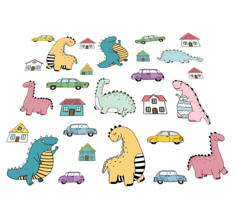 Animal vinyl rug with colorful dinosaur designs - TenStickers