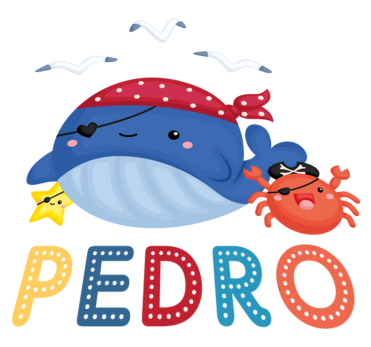 Cute pirate whale animal vinyl rug - TenStickers