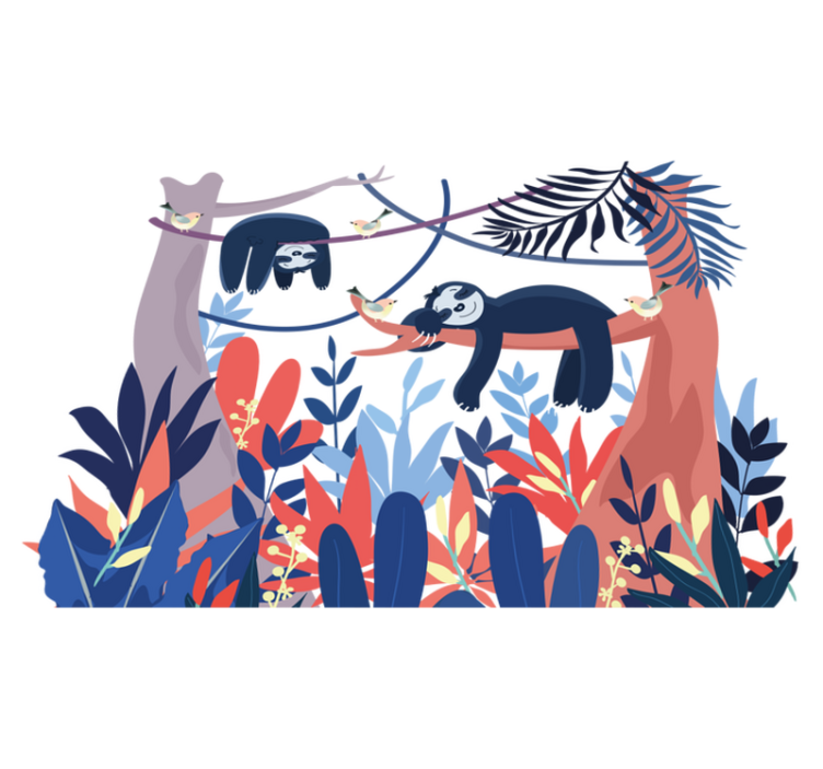 Playful sloths scene animal vinyl rug - TenStickers