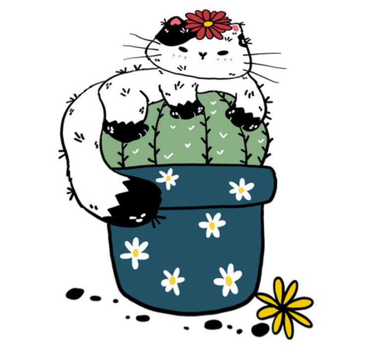 Animal vinyl rug playful cat cactus - TenStickers