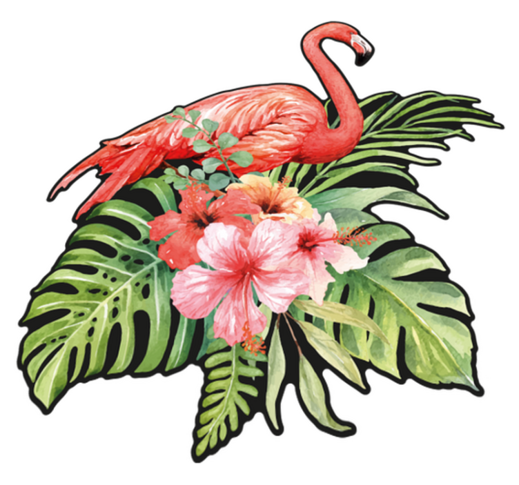 Flamingo with flowers animal vinyl rug - TenStickers