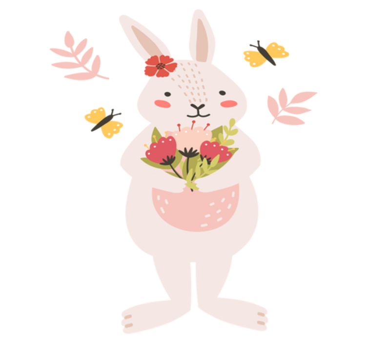 Animal vinyl rug with adorable rabbit artwork - TenStickers