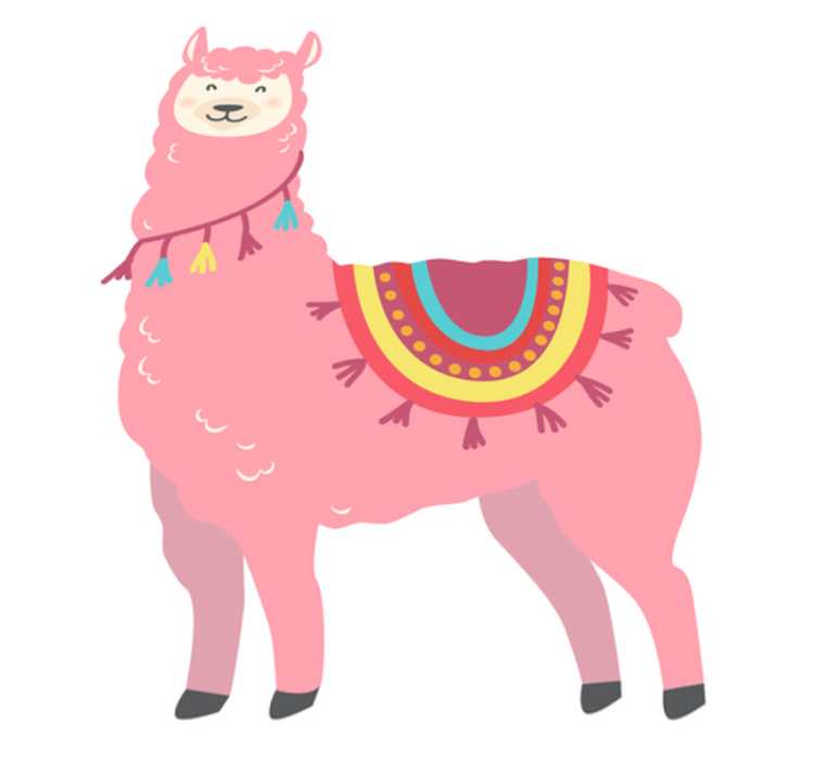 Animal vinyl rug pink llama - TenStickers