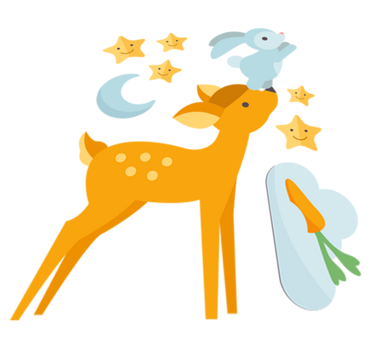Deer and bunny animal vinyl rug - TenStickers