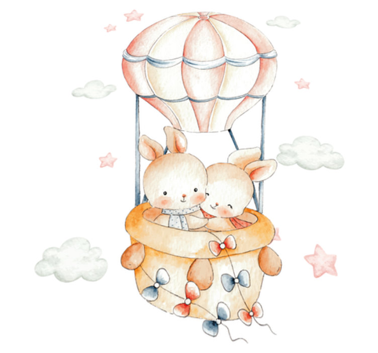 Animal vinyl rug with pastel bunnies in balloons - TenStickers