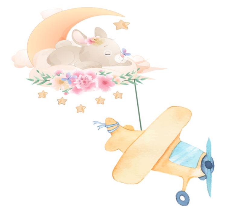 Animal vinyl rug featuring a bunny sleeping on the moon - TenStickers