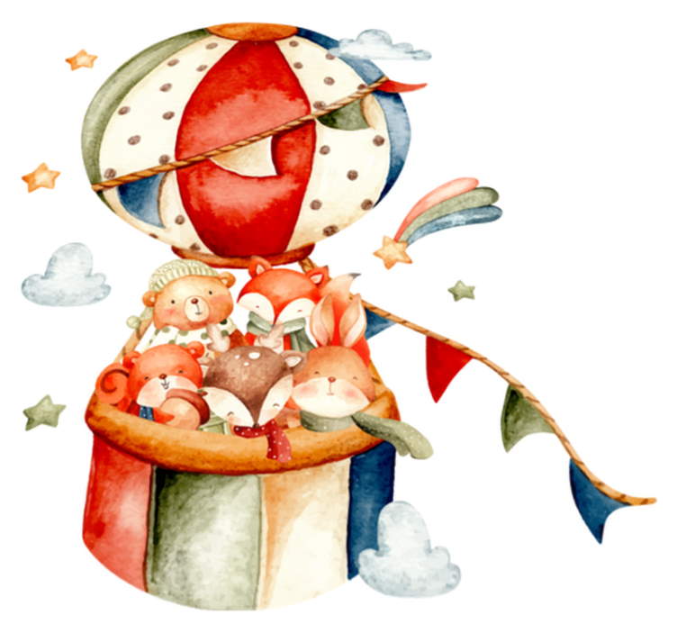 Animal vinyl rug with animals on colorful balloons - TenStickers