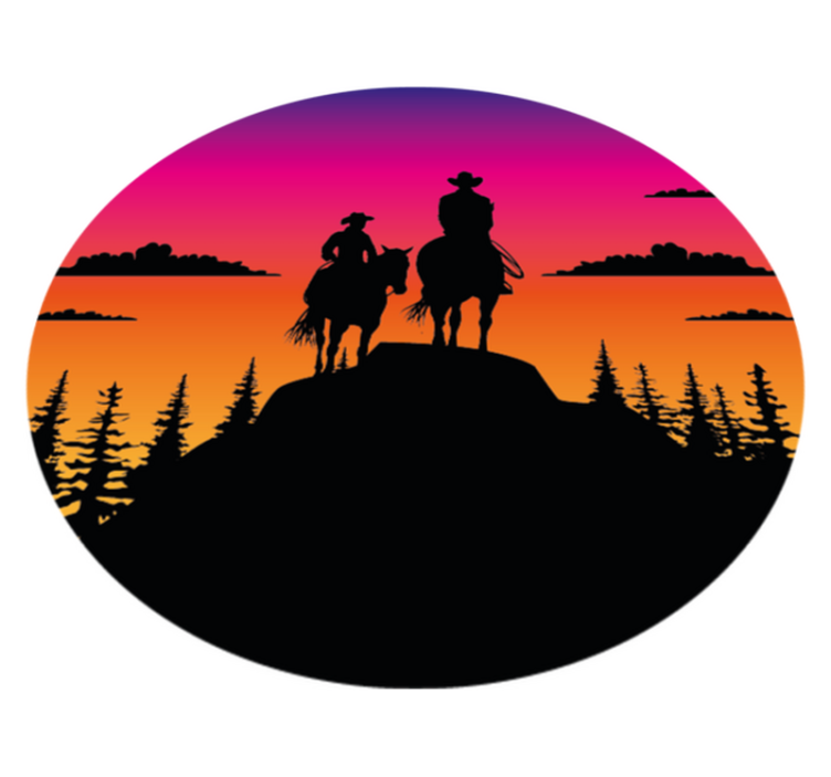 Animal vinyl rug mountains, wild west, and horses - TenStickers