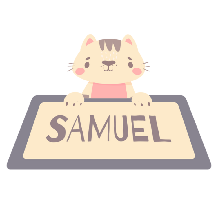 Animal vinyl rug personalized cat name label - TenStickers