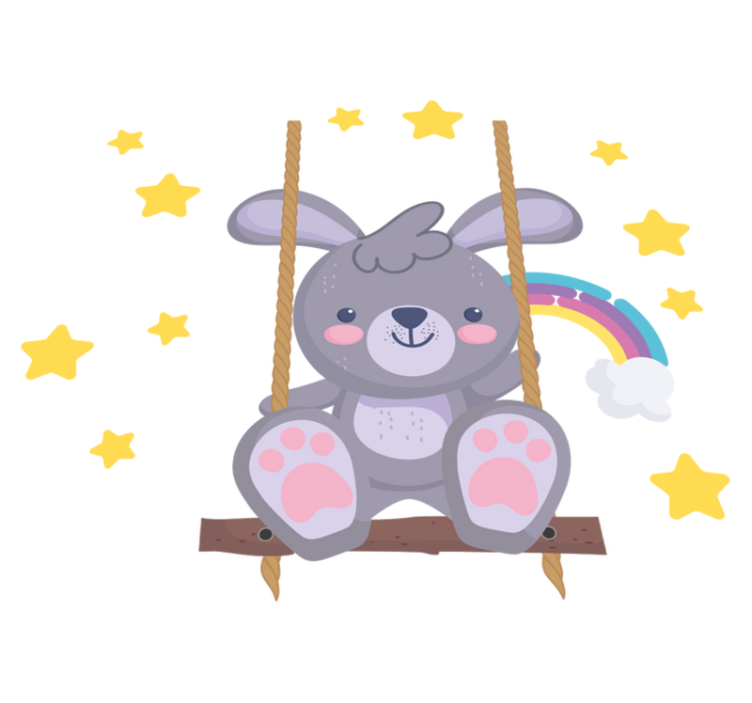 Bunny on starry swing animal vinyl rug - TenStickers