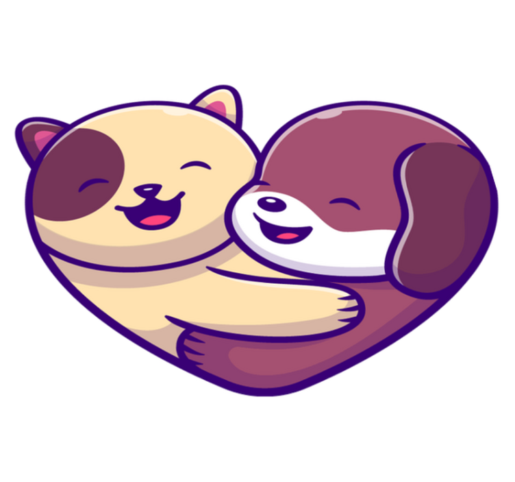 Cute animal embrace animal vinyl rug - TenStickers