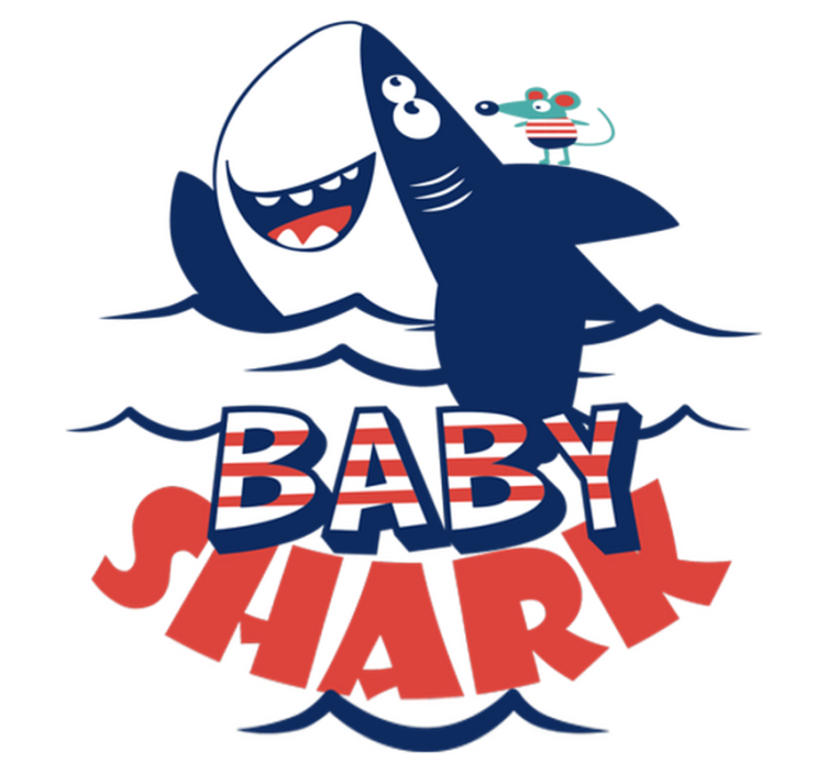 Happy shark character animal vinyl rug - TenStickers