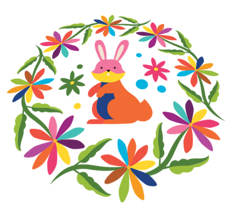 Animal vinyl rug with colorful bunny design - TenStickers