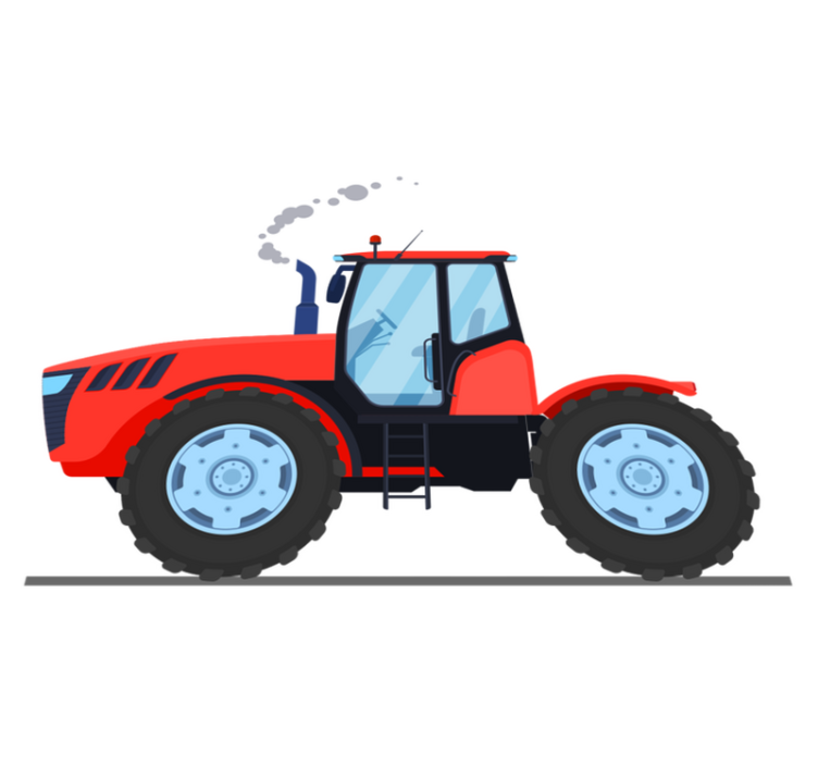 Animal vinyl rug red farm tractor - TenStickers