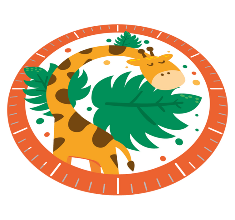 Animal vinyl rug featuring giraffe clock design - TenStickers