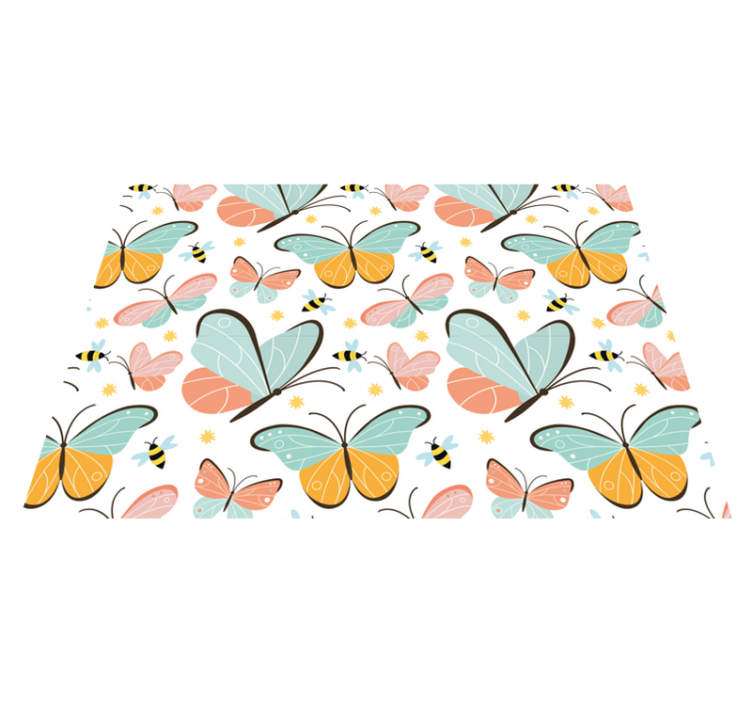 Animal vinyl rug butterflies and bees decor - TenStickers