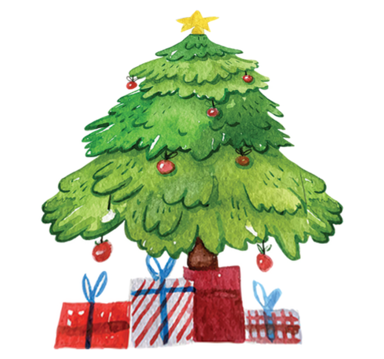Christmas vinyl rug tree with gifts - TenStickers