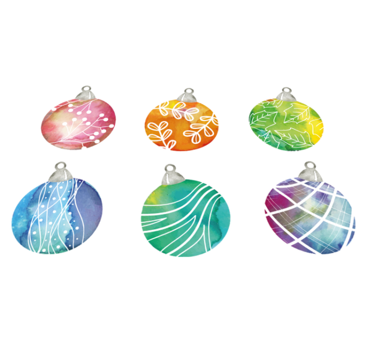 Christmas vinyl rug watercolor christmas baubles - TenStickers