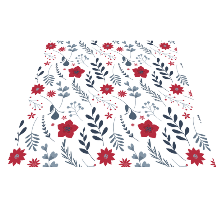 Floral vinyl rug with red and white pattern - TenStickers