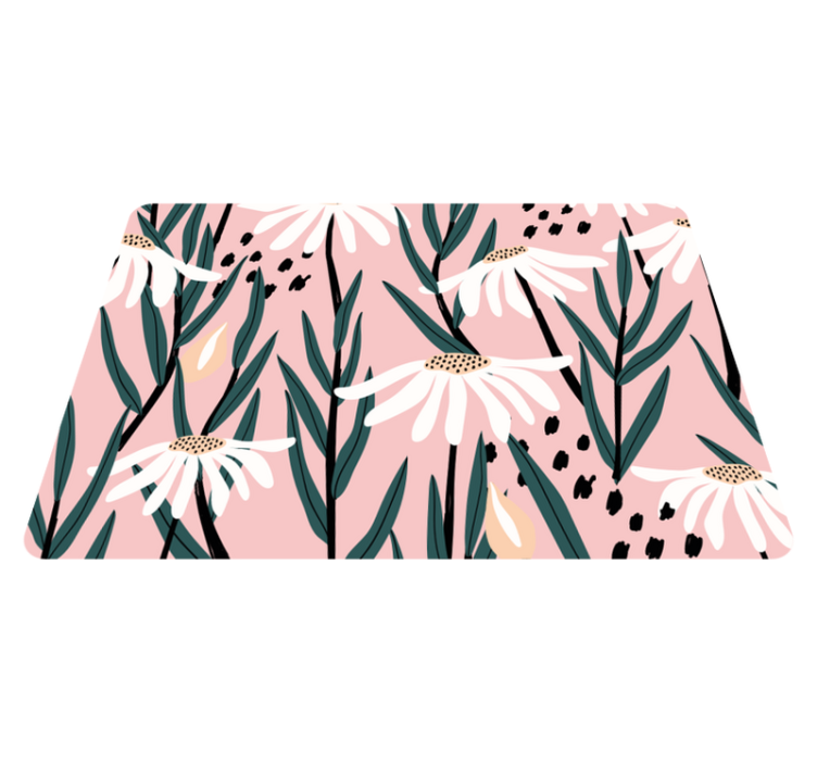 Floral vinyl rug daisies on a pink background - TenStickers