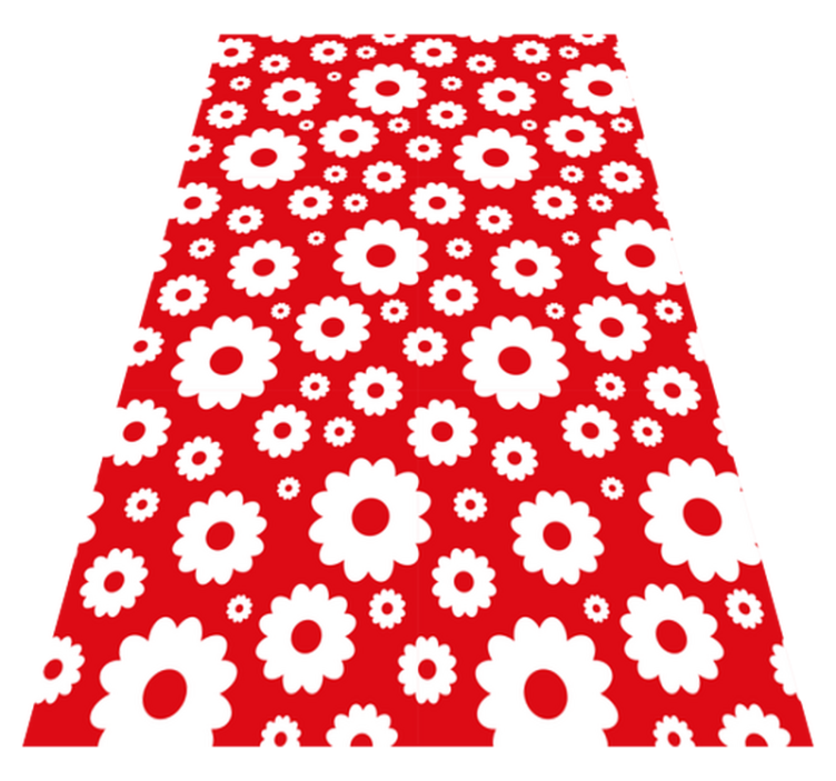 Floral vinyl rug with white and red daisies - TenStickers