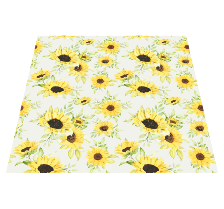 Floral vinyl rug watercolor sunflowers - TenStickers