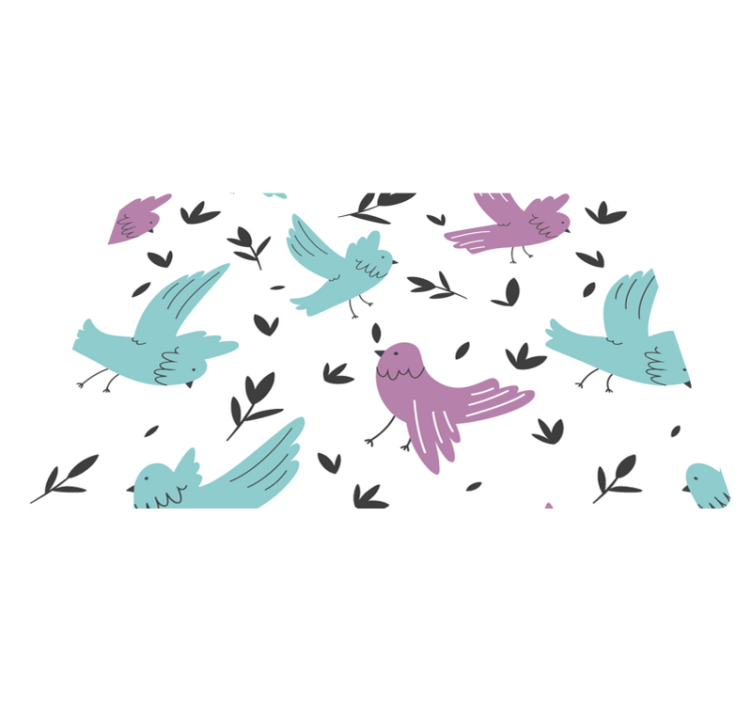 Blue and purple birds animal vinyl rug - TenStickers