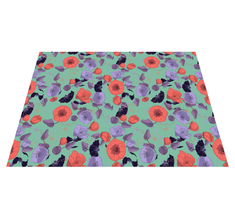 Graceful poppies floral vinyl rug - TenStickers