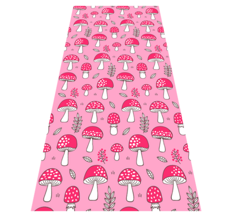 Floral vinyl rug with classical pink mushrooms - TenStickers