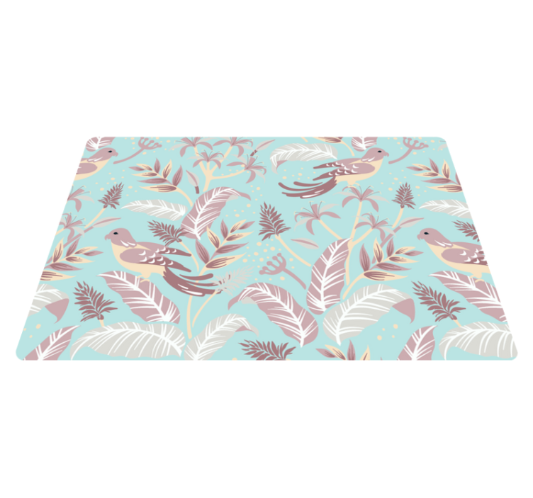 Floral vinyl rug in blue and pink floral design - TenStickers
