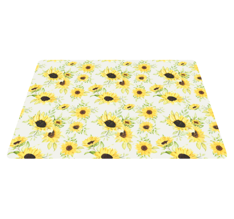 Floral vinyl rug with beautiful watercolor sunflowers - TenStickers