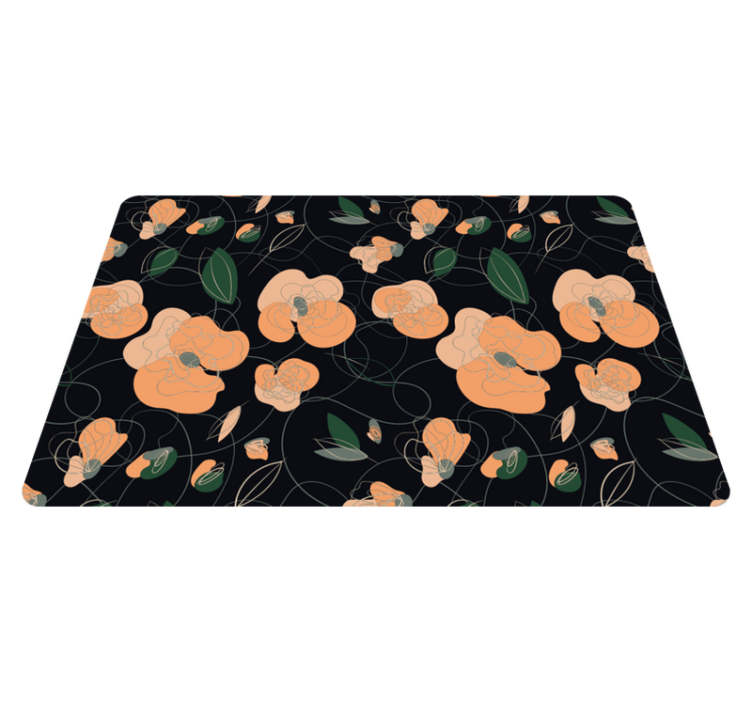 Floral vinyl rug with dark vivid flora and fauna pattern - TenStickers