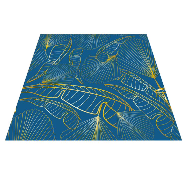 Floral vinyl rug with golden leaves - TenStickers