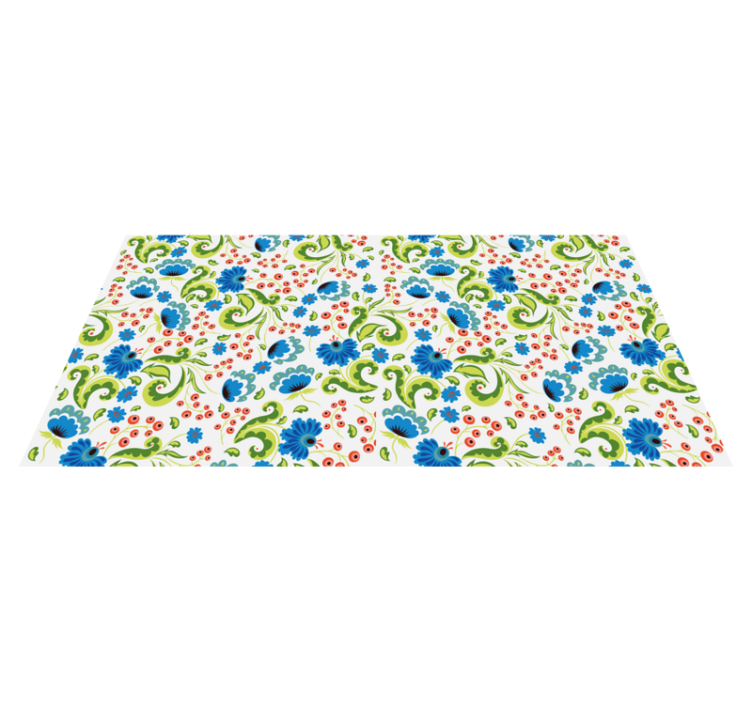 Floral vinyl rug with green and blue flowers all over - TenStickers