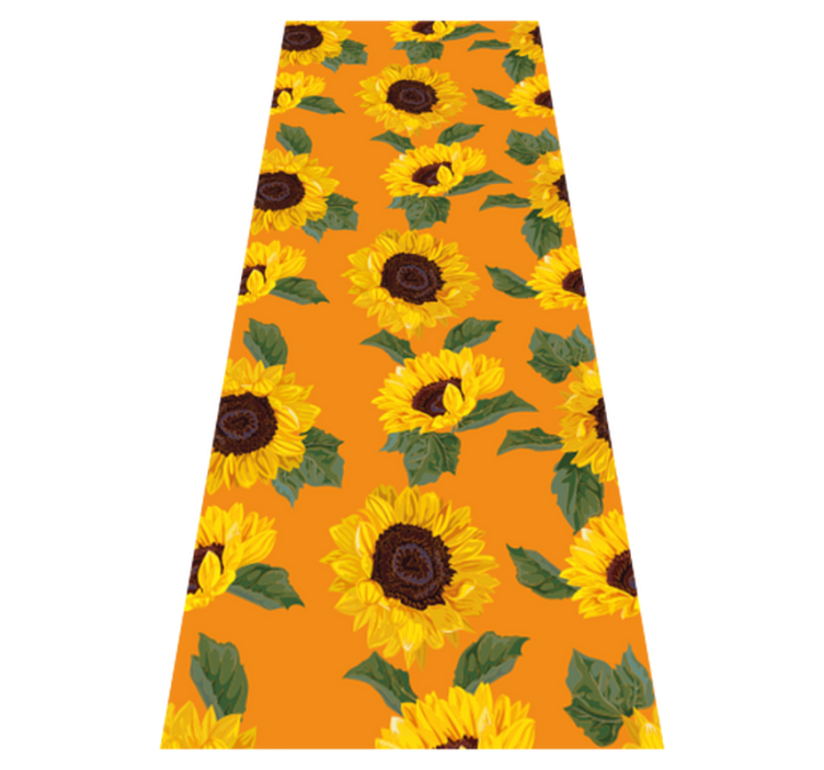 Floral vinyl rug with orange sunflower design - TenStickers