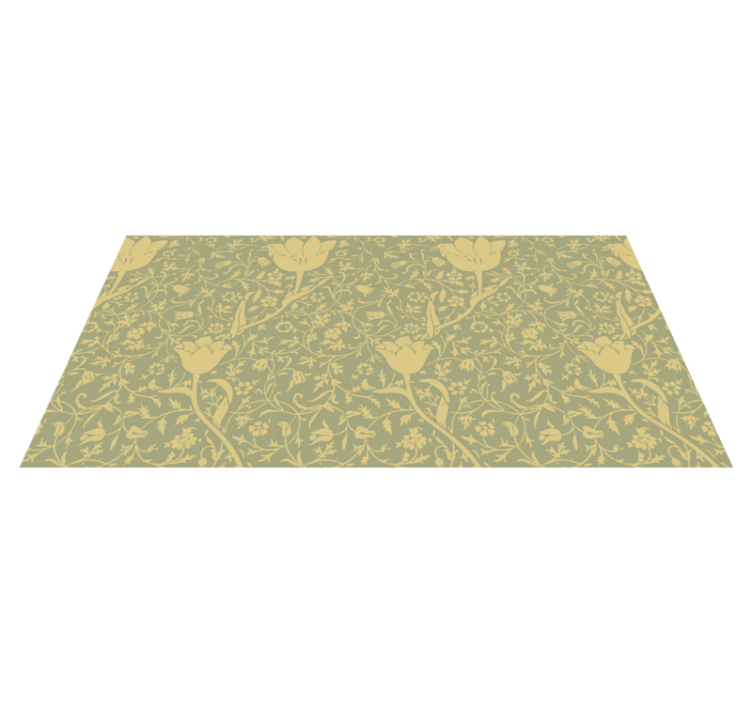 Gold and green floral vinyl rug - TenStickers