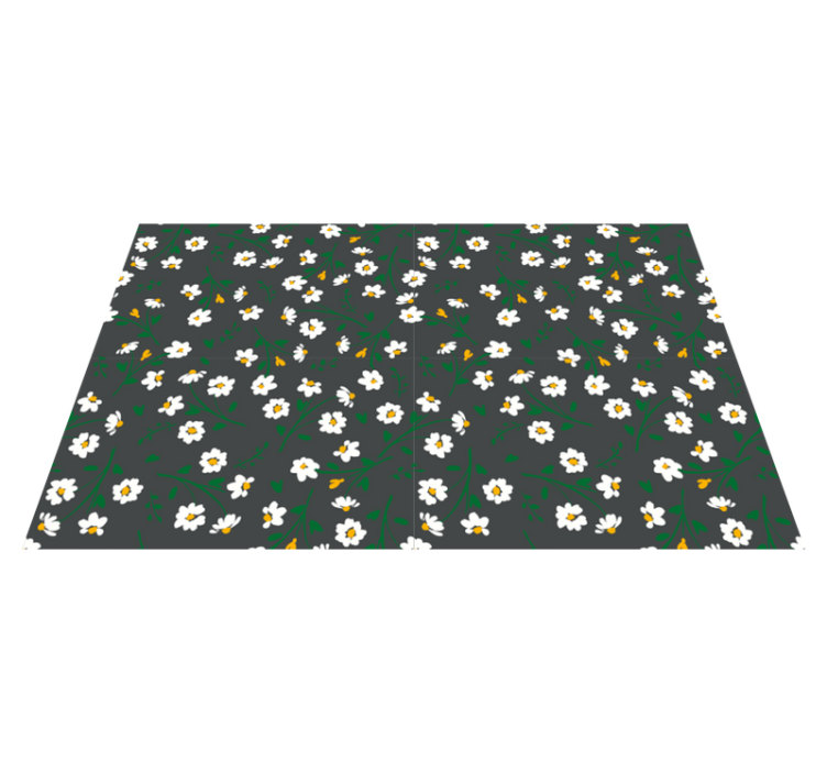 Floral vinyl rug daisy flower on grey background - TenStickers