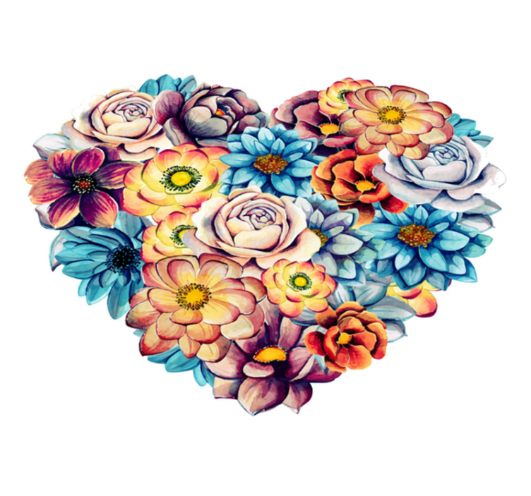 Floral vinyl rug in a lovely heart of flowers - TenStickers
