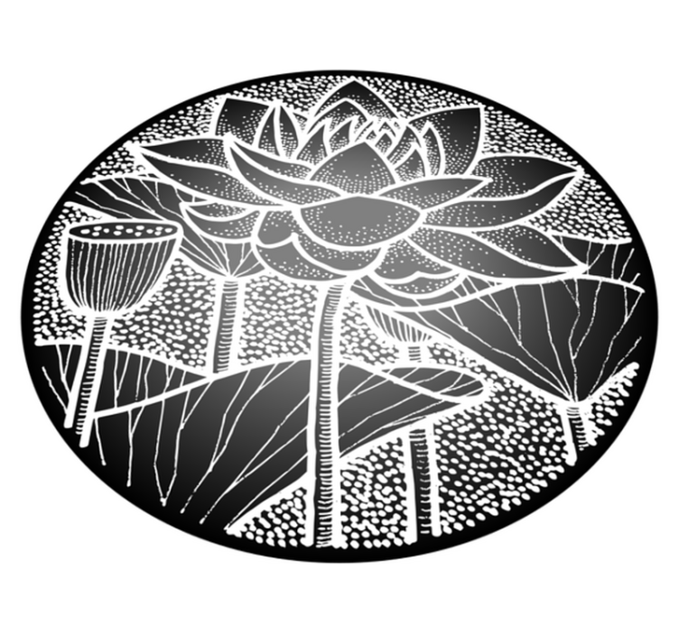 Floral vinyl rug in traditional lotus flower style - TenStickers