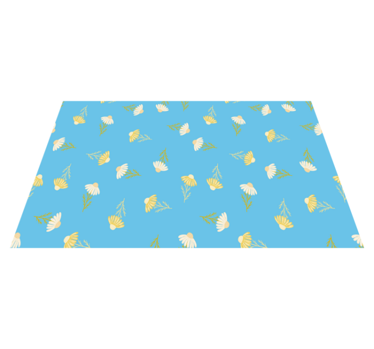 Floral vinyl rug daisy pattern on blue background - TenStickers