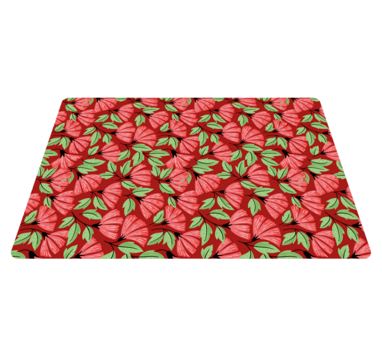 Floral vinyl rug in vintage red pattern - TenStickers