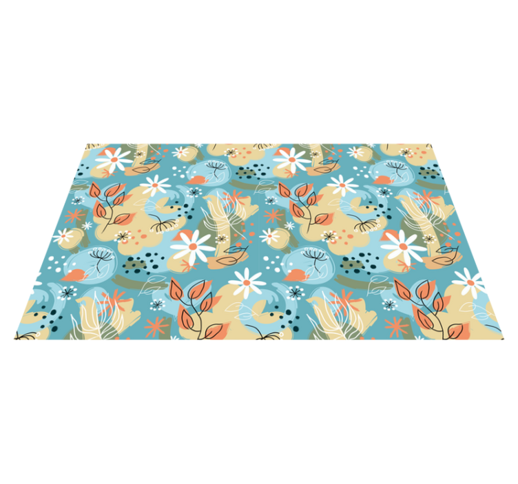 Floral vinyl rug with abstract flat floral design - TenStickers