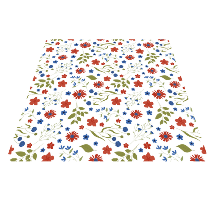 Floral vinyl rug with blue and red garden patterns - TenStickers