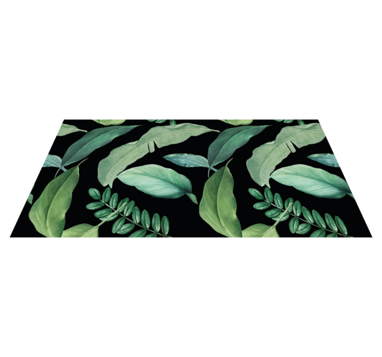 Floral vinyl rug dark gray forest leaves at night - TenStickers