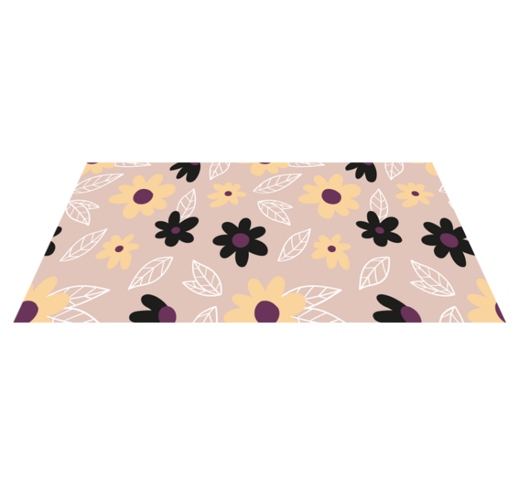 Floral vinyl rug with vibrant flowers on beige - TenStickers