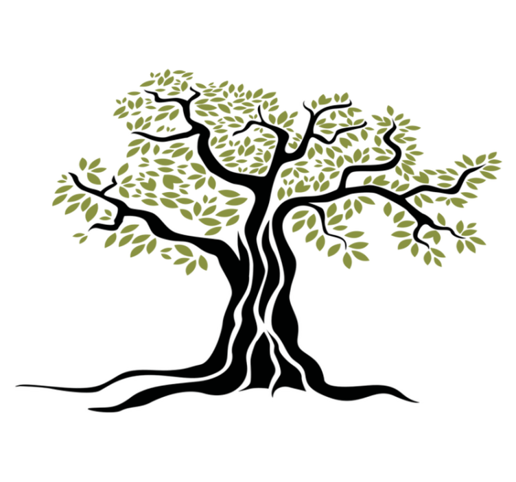 Floral vinyl rug featuring black olive tree leaves - TenStickers