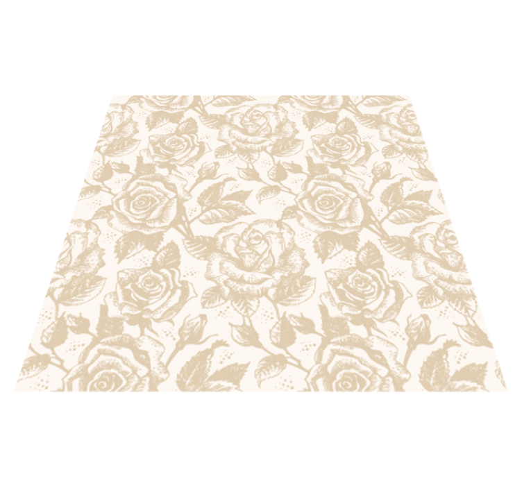 Beige vintage roses dining room vinyl rug - TenStickers