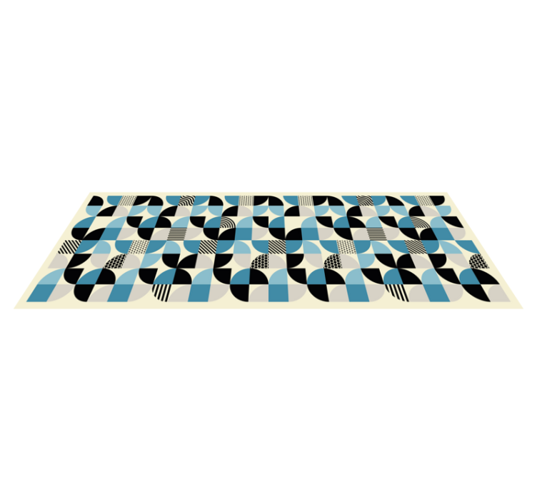 Dining room vinyl rug in retro blue bauhaus style - TenStickers