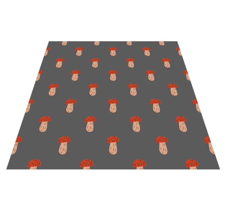 Floral vinyl rug classic mushrooms gray background - TenStickers