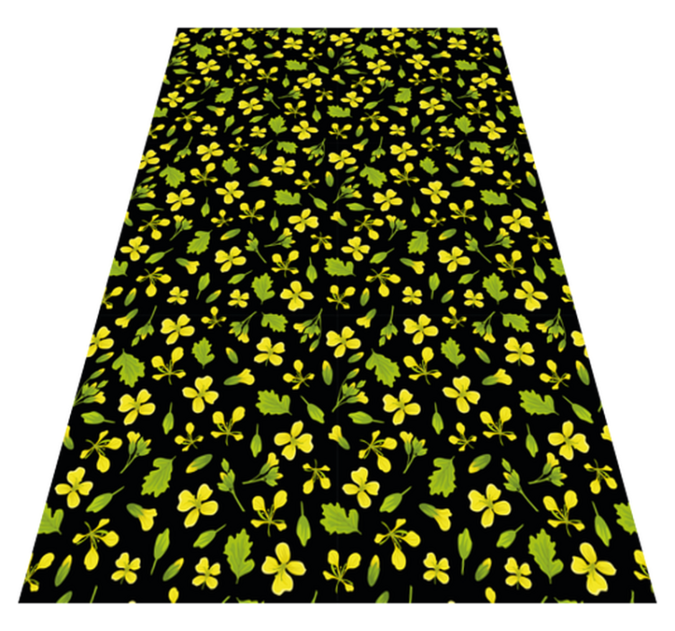 Floral vinyl rug in black with yellow design - TenStickers
